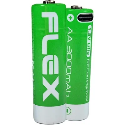 Pilha Recarregável Aa 1.5v 3000mah (c/4 Pilhas) Flex
