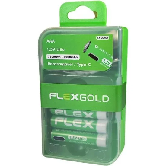 Pilha Recarregável Aaa 1.5v 1200mah (c/4 Pilhas) Flex Pilha Recarregável Aaa 1.5v 1200mah (c/4 Pilhas) Flex