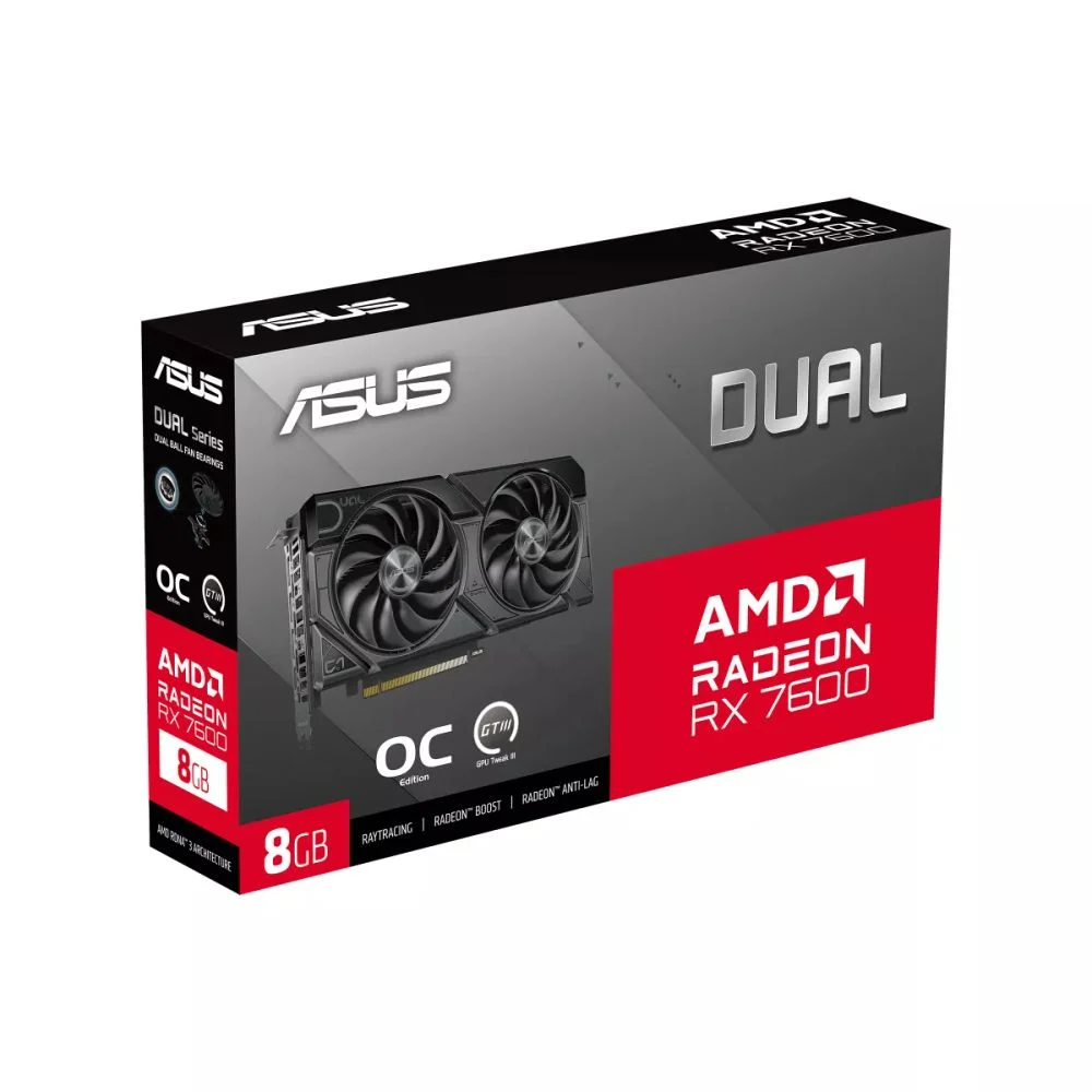 Imagem 2 de 4 do produto Placa De Vídeo Amd Radeon Rx 7600 8GB Gddr6 Oc 128bits - Evo Oc Edition - Asus Dual-rx7600-o8g-evo
