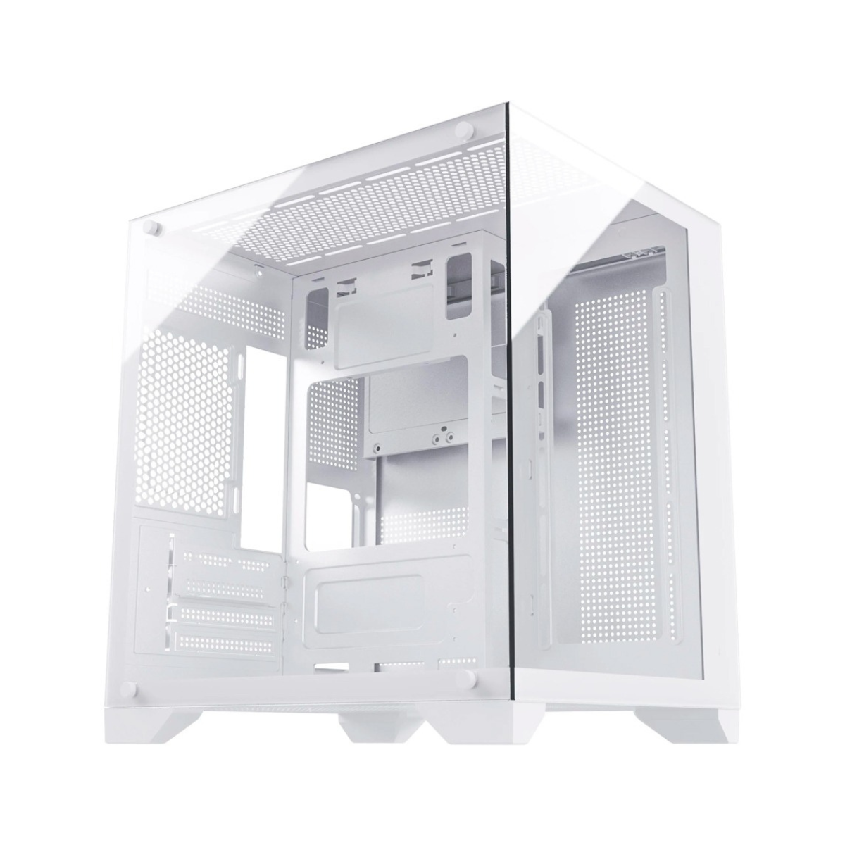 Gabinete Gamer Duex Aquário Dxss05w, Vidro Temperado, Sem Fans, Branco