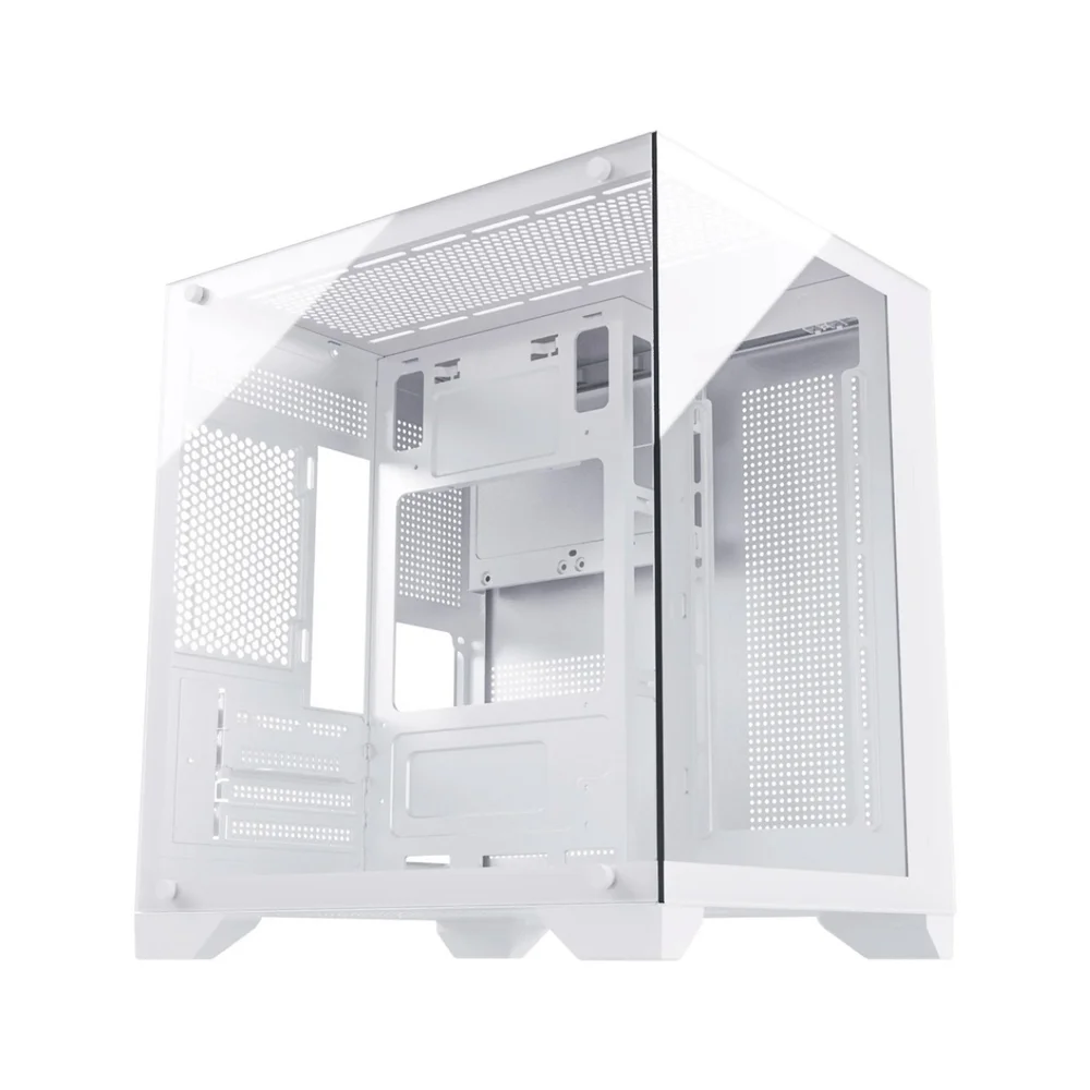 Gabinete Gamer Duex Aquário Dxss05w, Vidro Temperado, Sem Fans, Branco