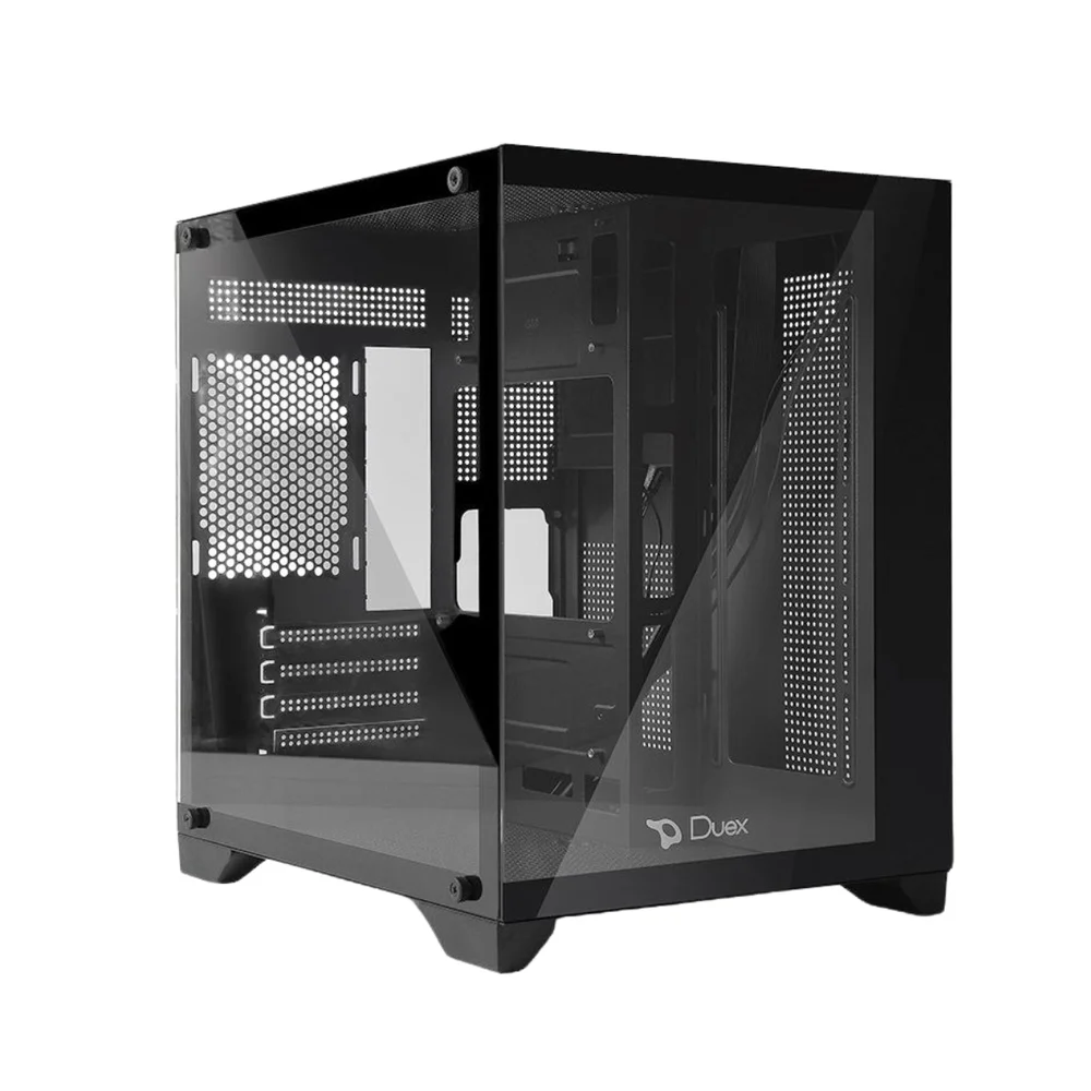 Gabinete Gamer Duex Aquário Dxss05b, Vidro Temperado, Sem Fans, Preto
