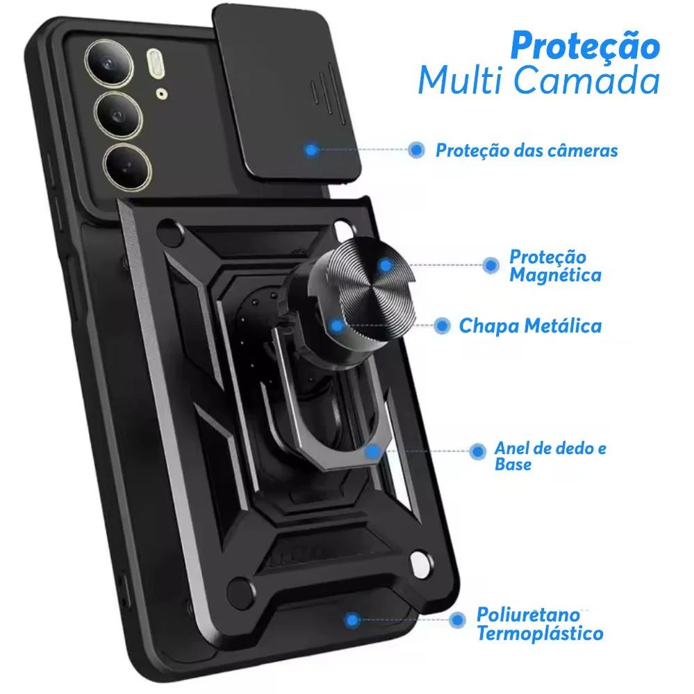 Imagem 2 de 5 do produto Capa Militar P/ Realme C75 - Capinha Case Protetora Anti Impacto Queda Armadura Resistente
