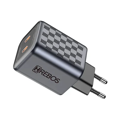 Carregador Hrebos Premium Chess, Dual Type-c, 45w - Cinza