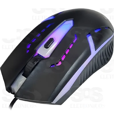 Mouse Gammer Com Fio Ergonomico Sensor Óptico RGB LED Jogos