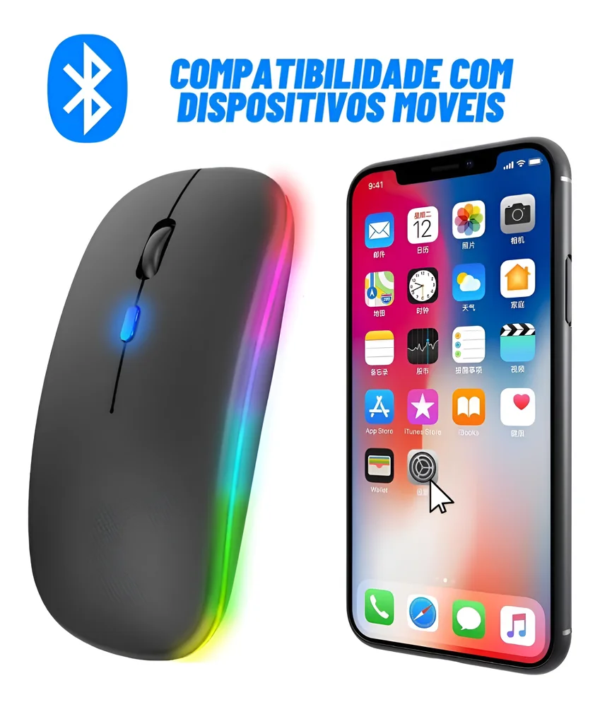 Imagem 2 de 5 do produto Mouse Sem Fio Usb Wireless 2,4ghz E Bluetooth Exbom 1600dpi Cores Sortidas