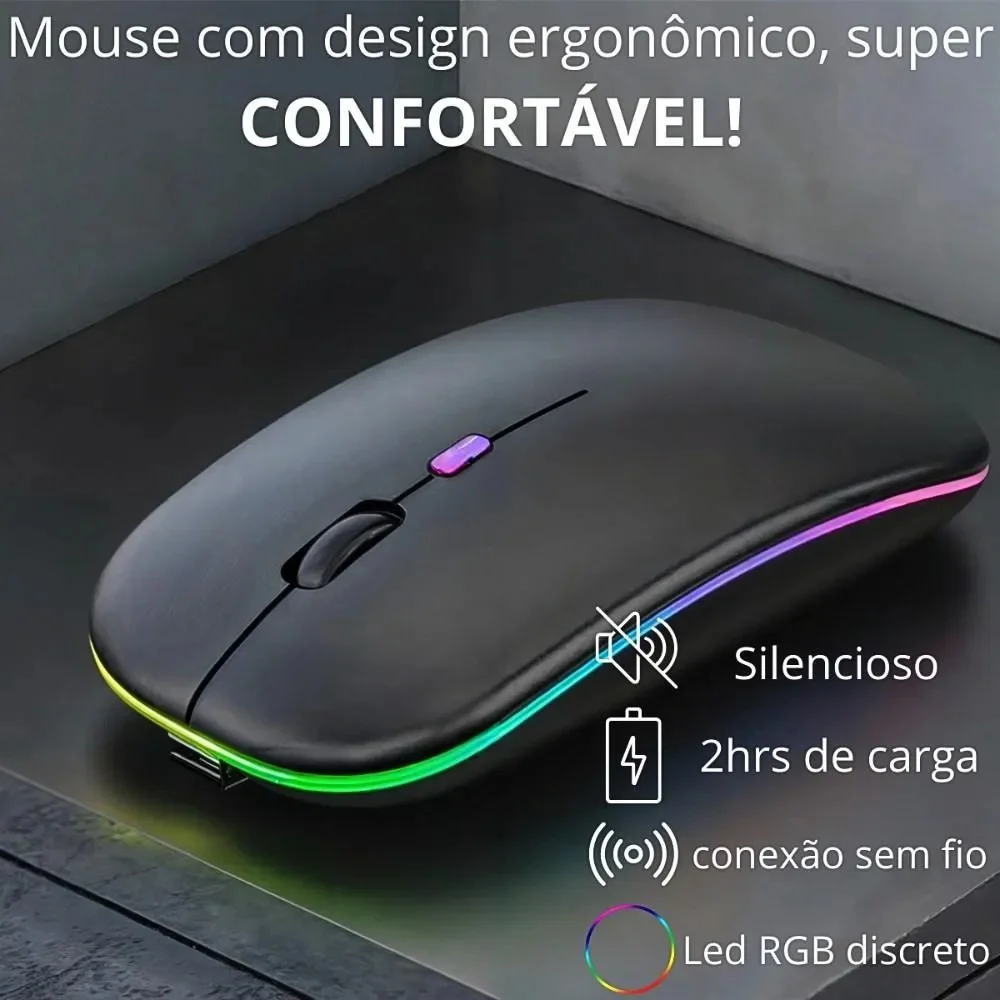 Imagem 3 de 5 do produto Mouse Sem Fio Usb Wireless 2,4ghz E Bluetooth Exbom 1600dpi Cores Sortidas