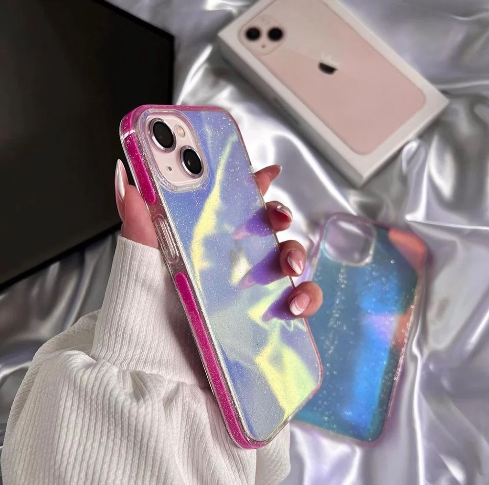 Imagem 5 de 5 do produto Capa Brilho Hologáfica Furta Cor Rosa Pink - Iphone 13 Pro