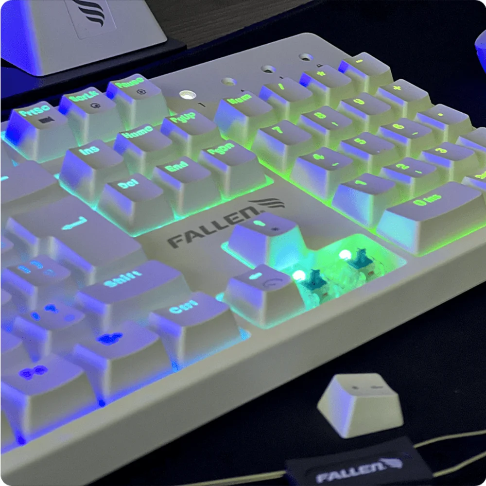 Imagem 3 de 5 do produto Teclado Gamer Fallen Pantera Pro Switch Prata - Branco - Tkl