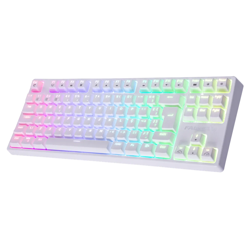 Imagem 4 de 5 do produto Teclado Gamer Fallen Pantera Pro Switch Prata - Branco - Tkl