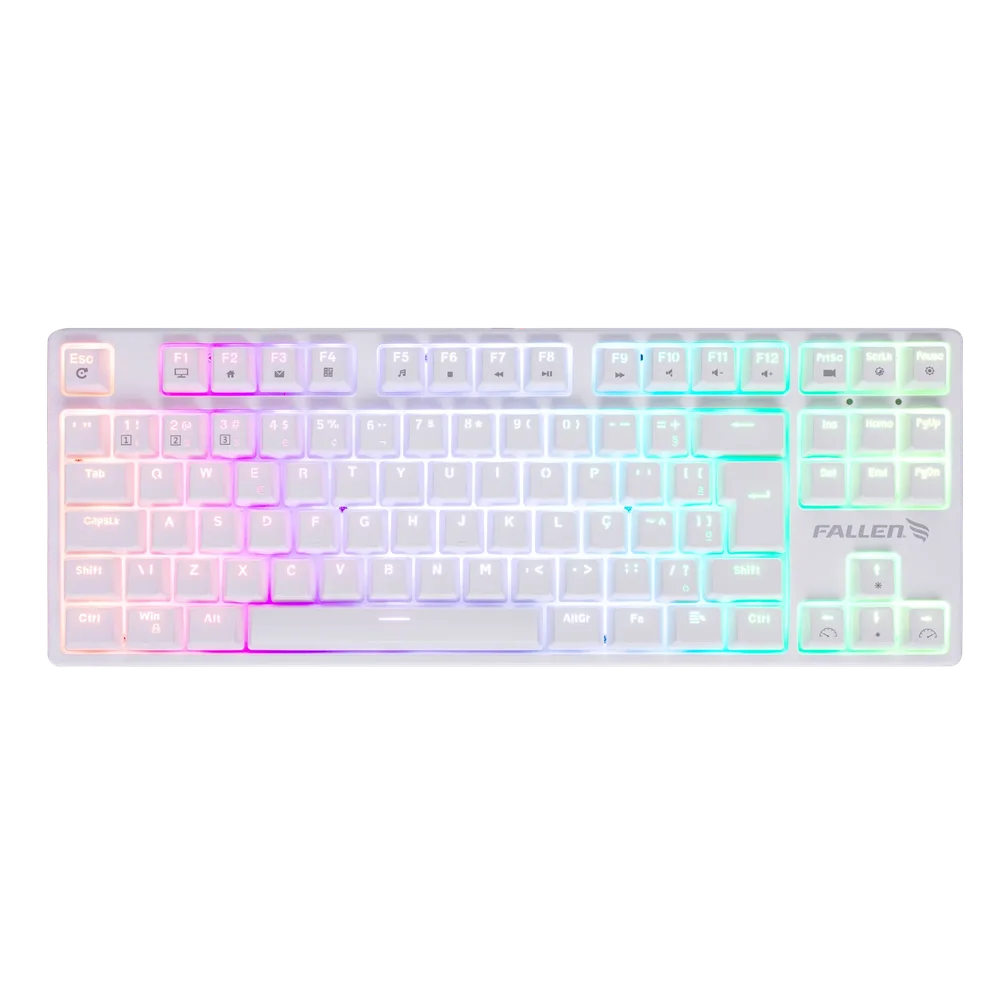 Imagem 5 de 5 do produto Teclado Gamer Fallen Pantera Pro Switch Prata - Branco - Tkl