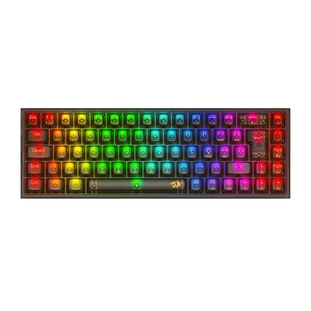 Teclado Gamer Redragon Castor Pro RGB Sem Fio Clear Black Switch Crystal Teclado Gamer Redragon Castor Pro RGB Sem Fio Clear Black Switch Crystal