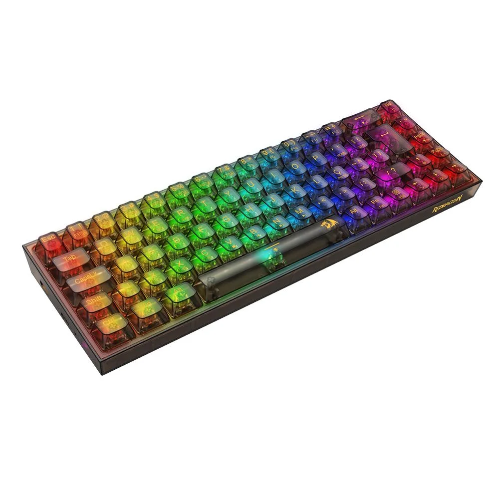 Teclado Gamer Redragon Castor Pro RGB Sem Fio Clear Black Switch Crystal Teclado Gamer Redragon Castor Pro RGB Sem Fio Clear Black Switch Crystal