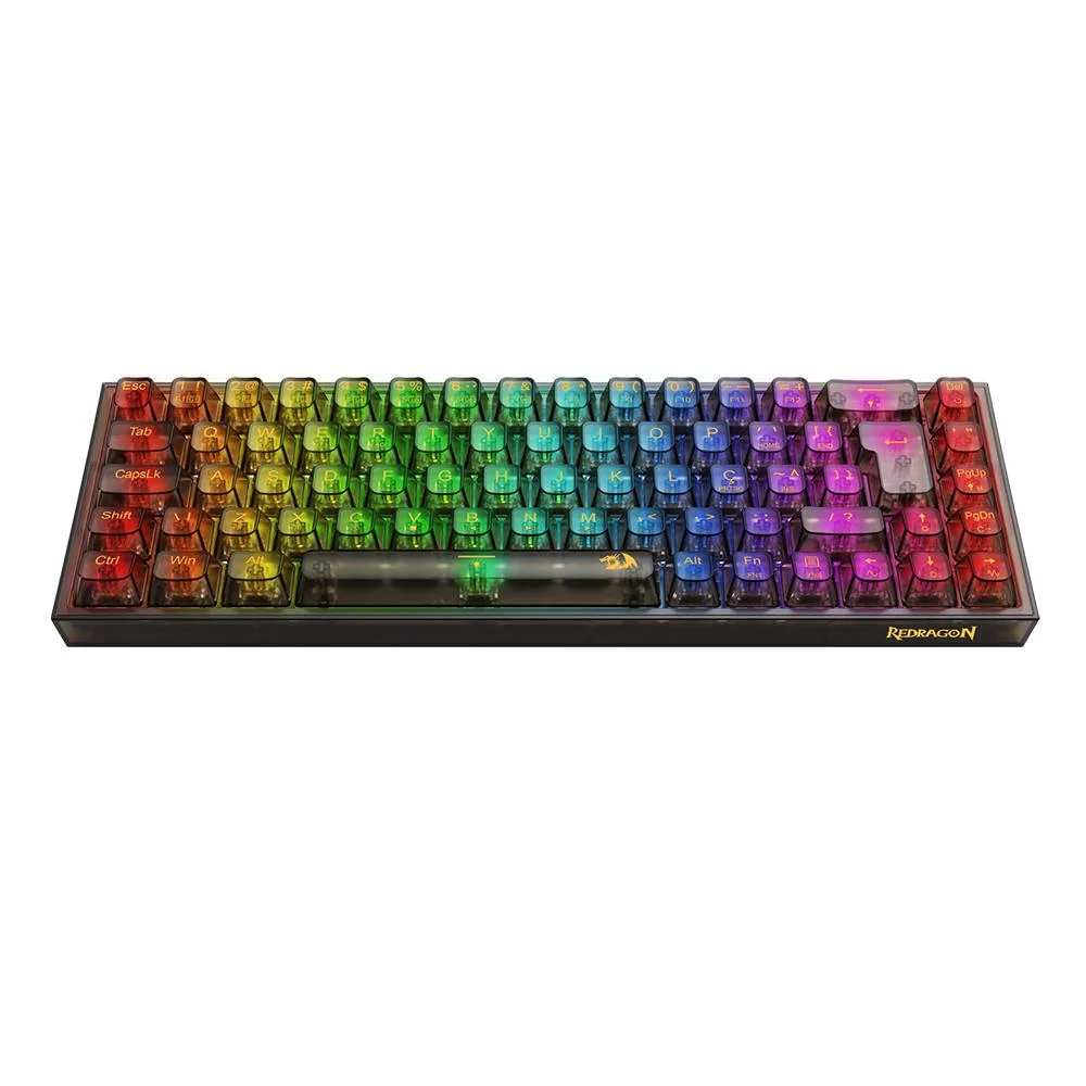 Teclado Gamer Redragon Castor Pro RGB Sem Fio Clear Black Switch Crystal Teclado Gamer Redragon Castor Pro RGB Sem Fio Clear Black Switch Crystal