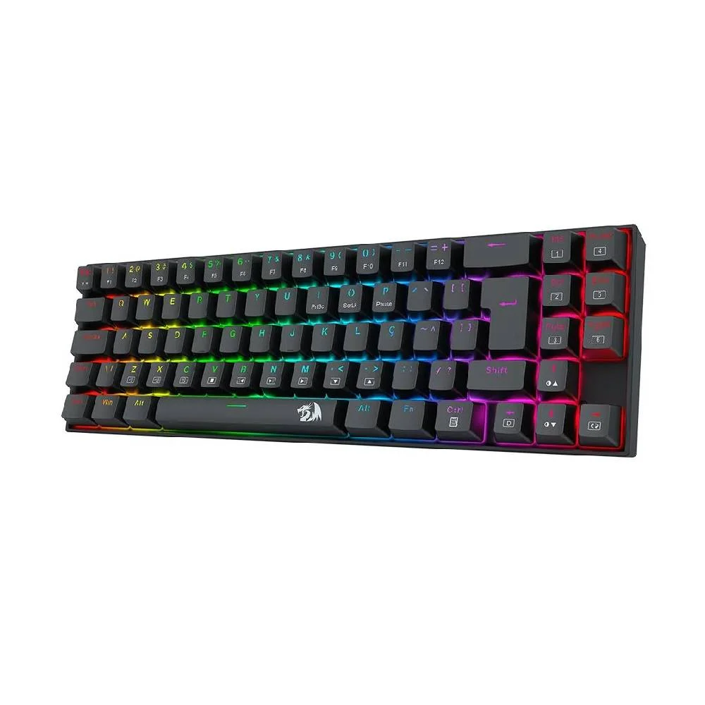 Teclado Mecânico Gamer Redragon Deimos Switch Marrom RGB Wireless Abnt2 - Preto