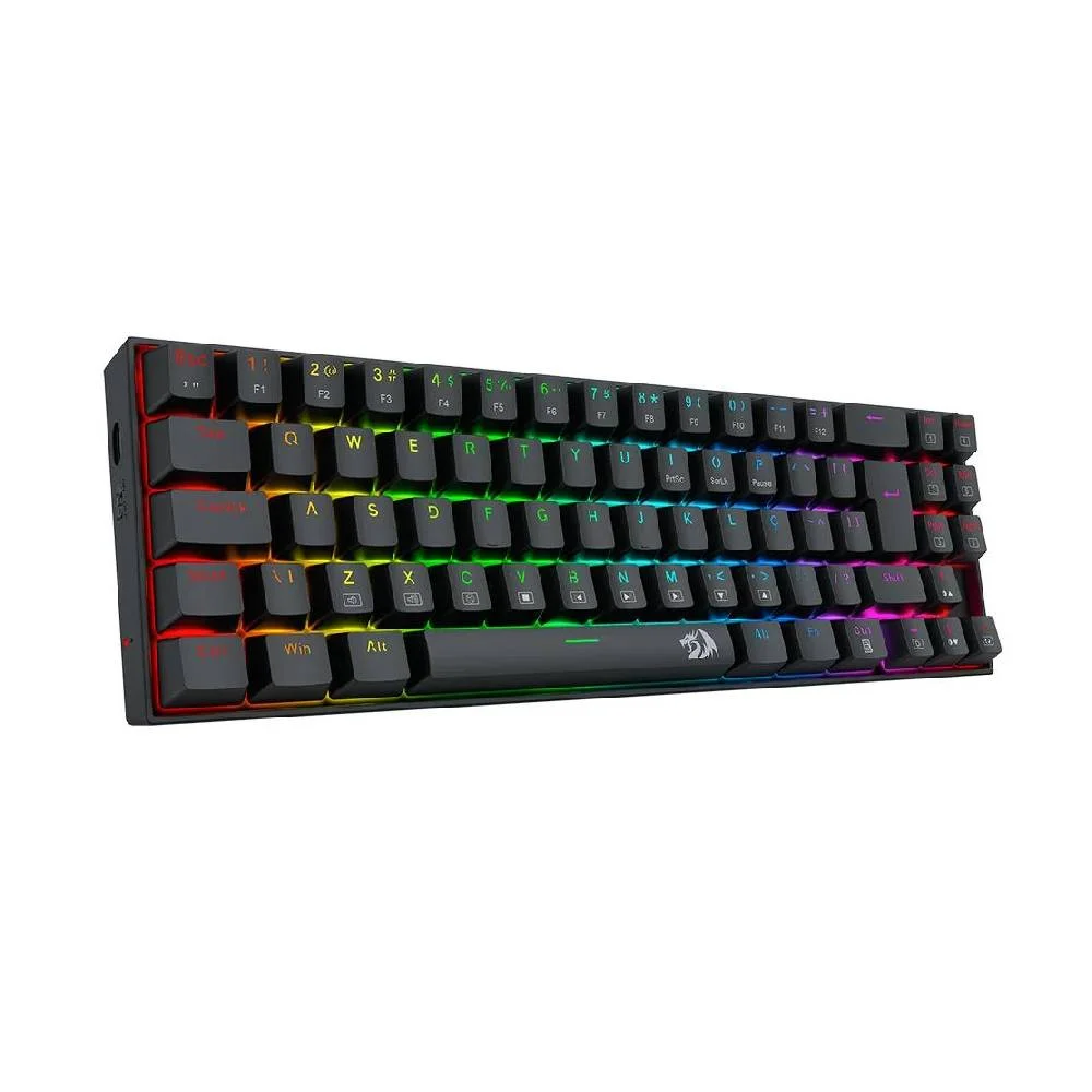 Teclado Mecânico Gamer Redragon Deimos Switch Marrom RGB Wireless Abnt2 - Preto