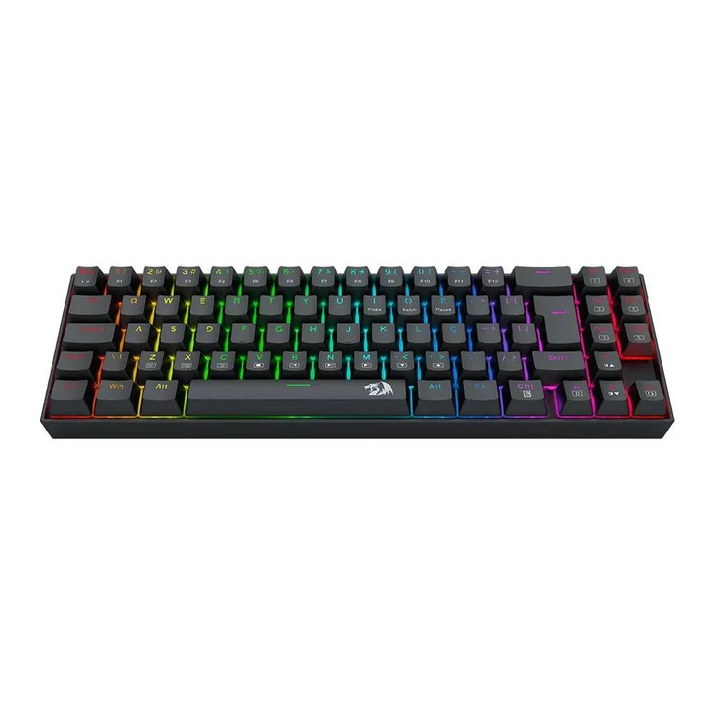 Teclado Mecânico Gamer Redragon Deimos Switch Marrom RGB Wireless Abnt2 - Preto