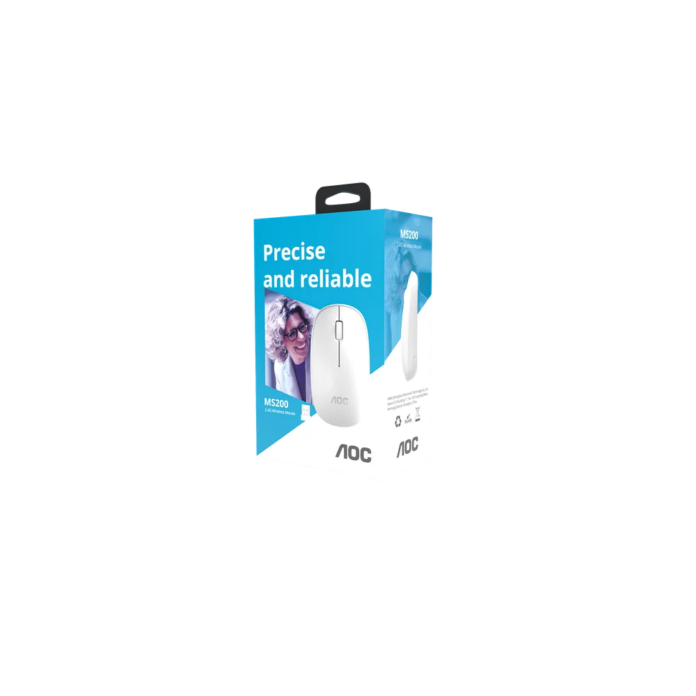 Imagem 5 de 5 do produto Mouse Optico Sem Fio Aoc 2,4ghz Office Preto 1200dpi Ms200b