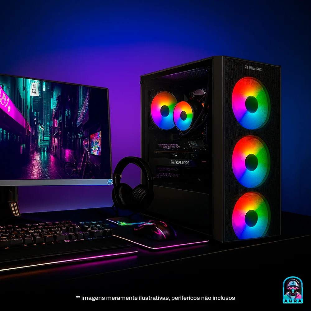PC Gamer Aura By Bluepc - Amd Ryzen 7 5700x, B550, Geforce RTX 5060 8GB, 32gb Ddr4, SSD M.2 PCie 512gb, Fonte 600w 80 Plus - Pgbp-aur117 - view 3