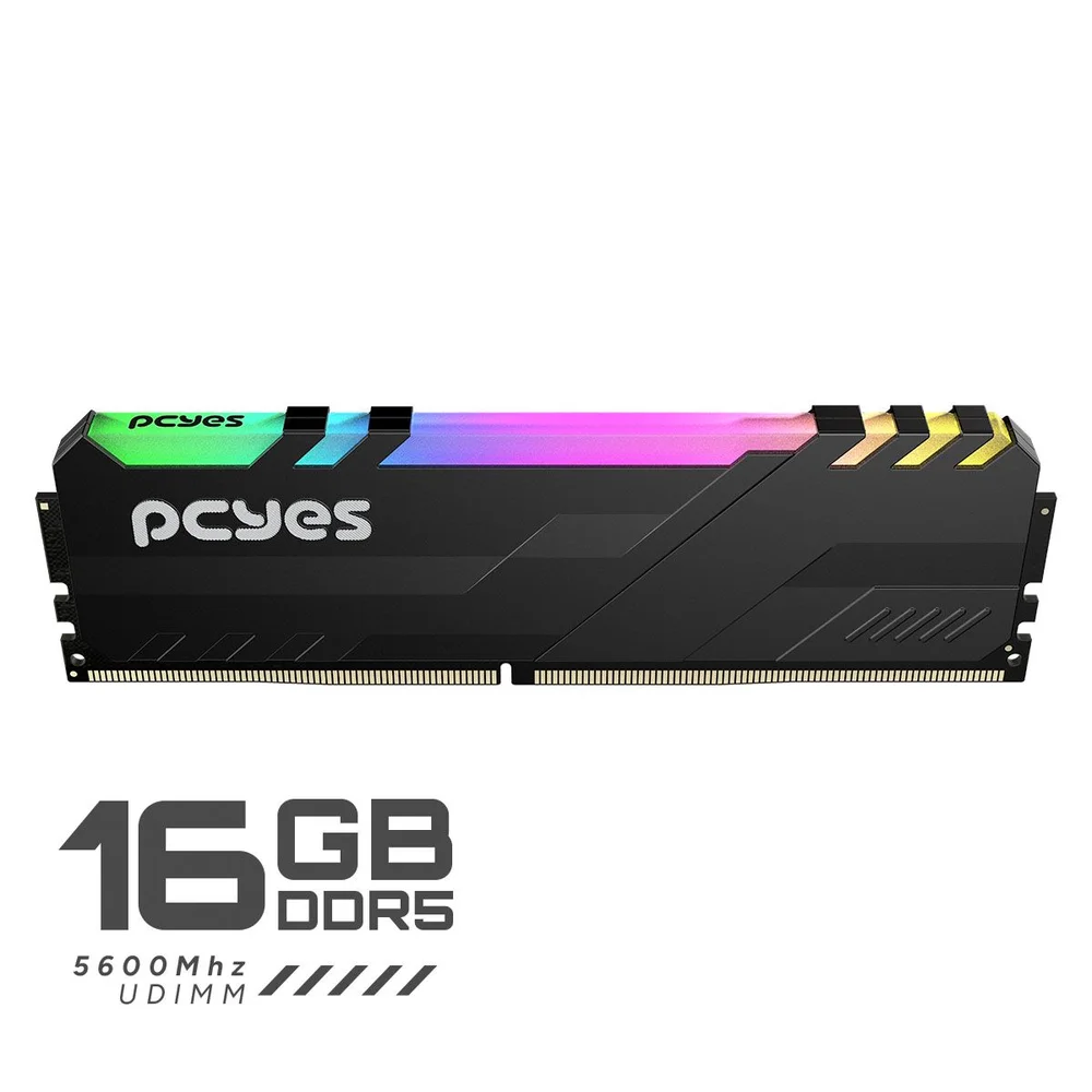 Imagem 2 de 5 do produto Memoria Gamer PCyes Udimm 16gb Ddr5 5600mhz Black Com RGB - Pm165600d5br
