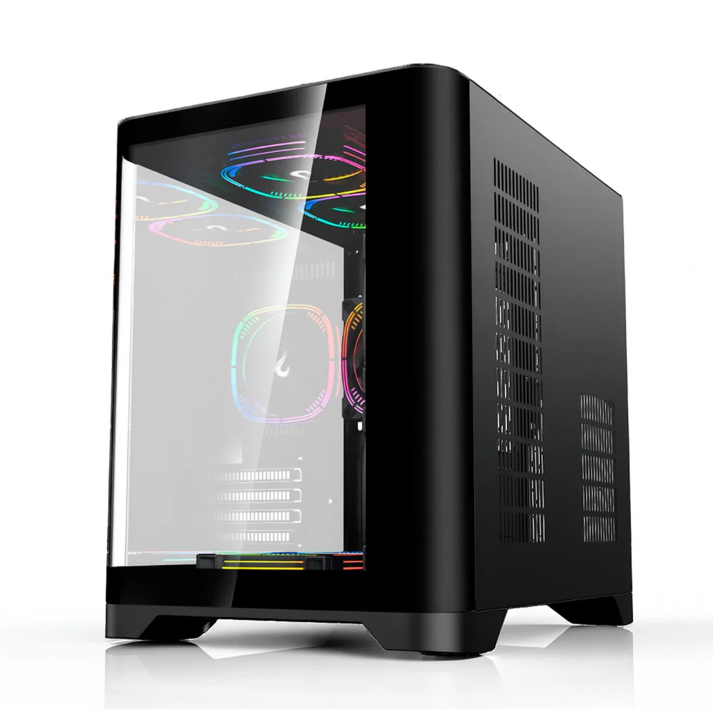 Imagem 2 de 5 do produto Gabinete Gamer Rise Mode Glass Curvo, M-ATX, Mid Tower, Lateral e Frental em Vidro, Preto - RM-GA-GC-FB