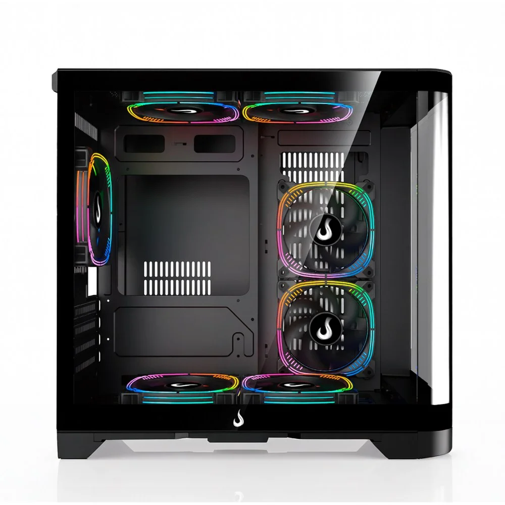 Imagem 4 de 5 do produto Gabinete Gamer Rise Mode Glass Curvo, M-ATX, Mid Tower, Lateral e Frental em Vidro, Preto - RM-GA-GC-FB