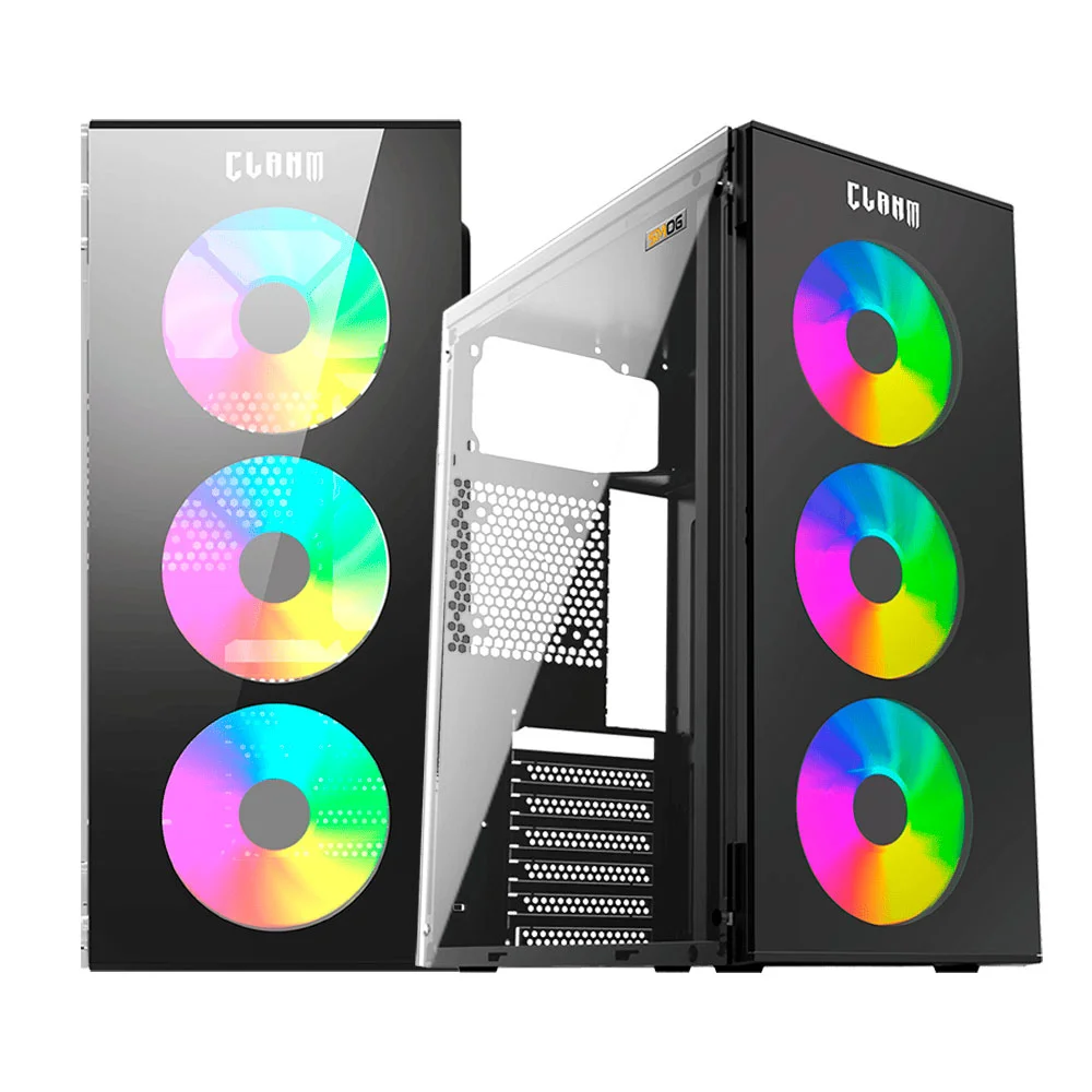 Gabinete Gamer Smog Preto 4 Fan Atx Micro Atx Mini-itx Clanm