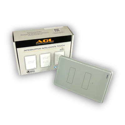 Interruptor Smart Agl Com Wifi, Touch Screen 2 Tecla, Cinza - 1106116