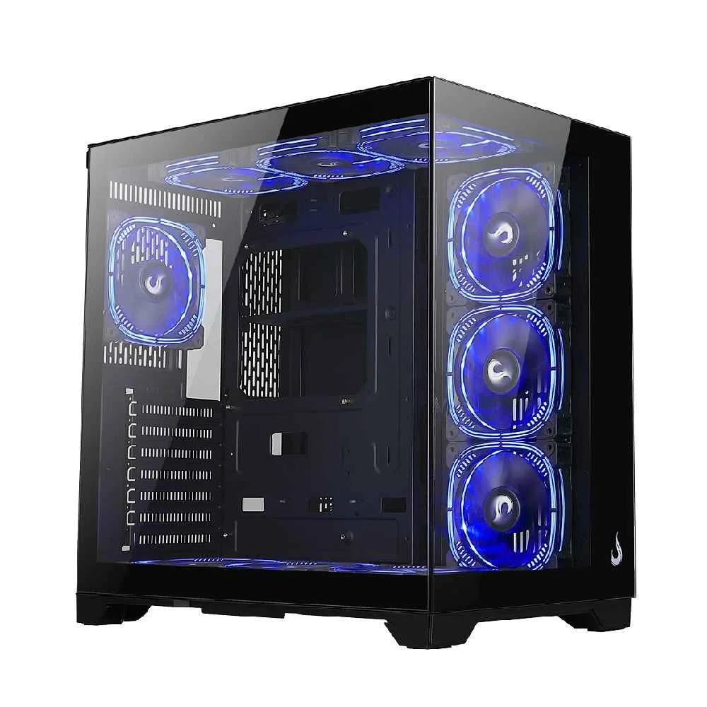Gabinete Gamer Rise Mode Galaxy Glass Standard V2, Mid Tower, ATX, Lateral e Frontal em Vidro Temperado, Sem FANs, Preto - RM-GA-GGST2-FB