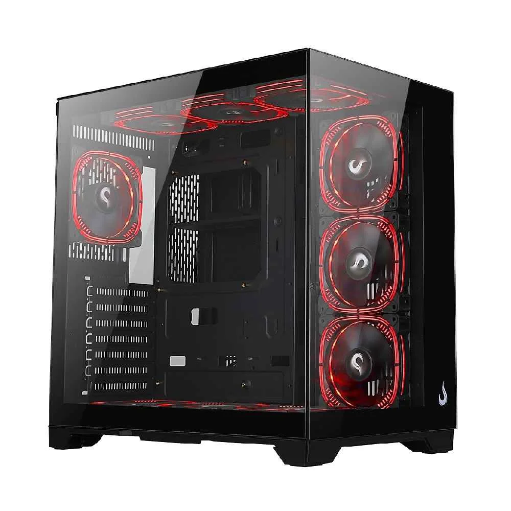Imagem 2 de 5 do produto Gabinete Gamer Rise Mode Galaxy Glass Standard V2, Mid Tower, ATX, Lateral e Frontal em Vidro Temperado, Sem FANs, Preto - RM-GA-GGST2-FB