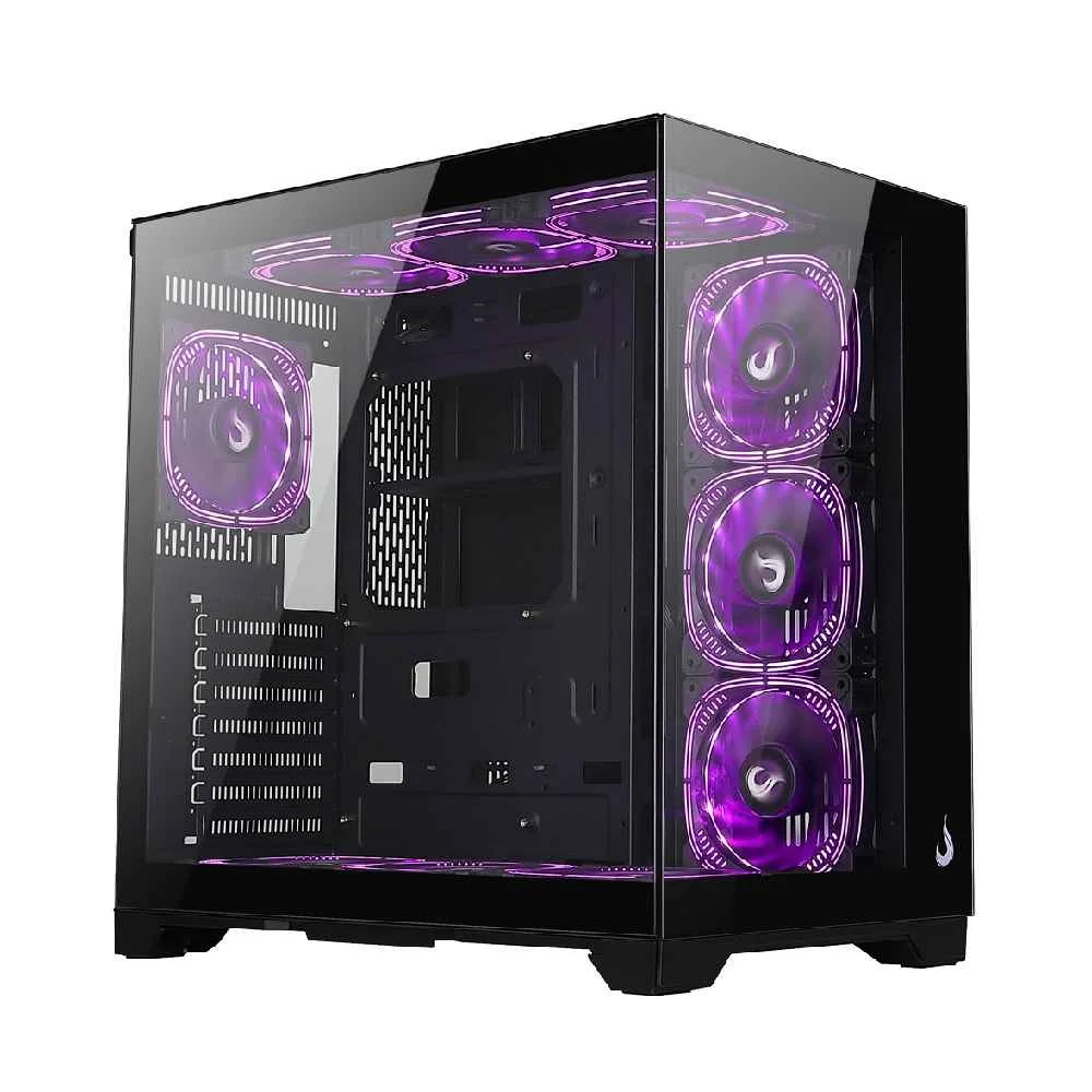 Imagem 5 de 5 do produto Gabinete Gamer Rise Mode Galaxy Glass Standard V2, Mid Tower, ATX, Lateral e Frontal em Vidro Temperado, Sem FANs, Preto - RM-GA-GGST2-FB