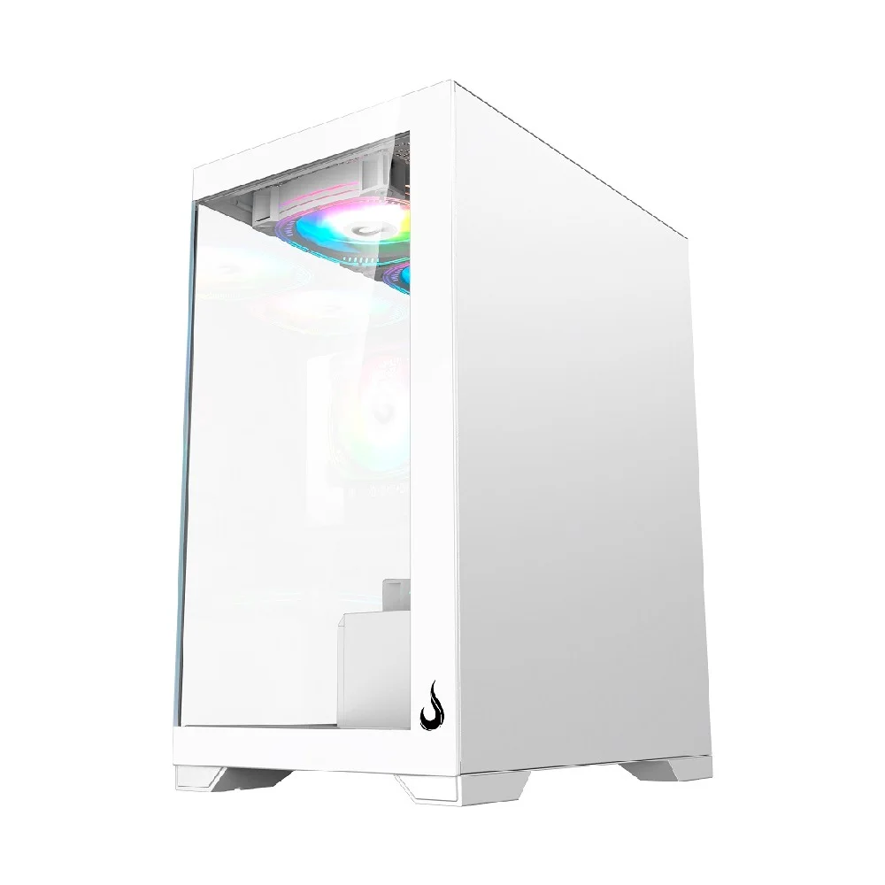Imagem 2 de 5 do produto Gabinete Gamer Rise Mode Crystal Glass 01, Mid Tower, Lateral e Frontal em vidro, Sem FANs, Branco - RM-CA-CY-01-FW