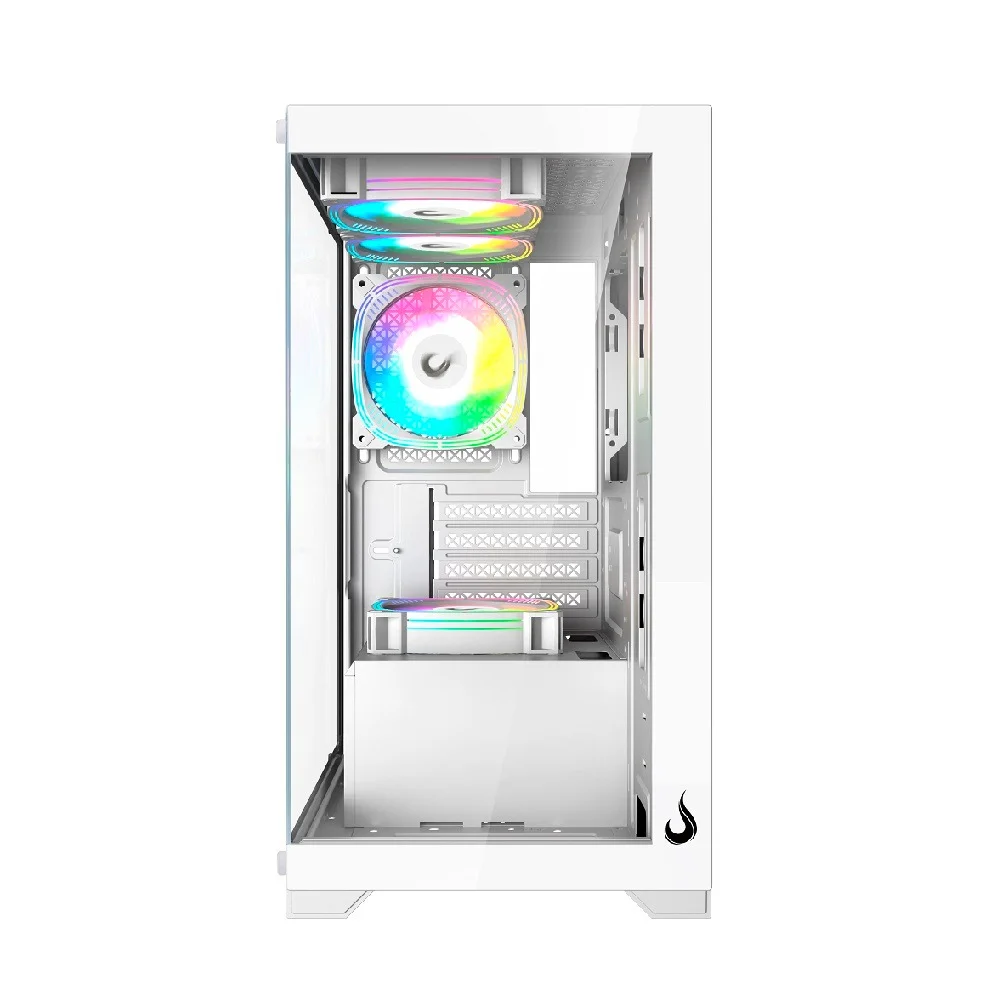 Imagem 3 de 5 do produto Gabinete Gamer Rise Mode Crystal Glass 01, Mid Tower, Lateral e Frontal em vidro, Sem FANs, Branco - RM-CA-CY-01-FW