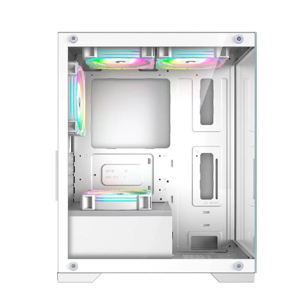 Imagem 4 de 5 do produto Gabinete Gamer Rise Mode Crystal Glass 01, Mid Tower, Lateral e Frontal em vidro, Sem FANs, Branco - RM-CA-CY-01-FW