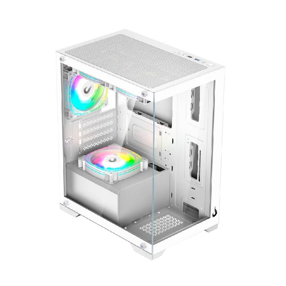 Imagem 5 de 5 do produto Gabinete Gamer Rise Mode Crystal Glass 01, Mid Tower, Lateral e Frontal em vidro, Sem FANs, Branco - RM-CA-CY-01-FW