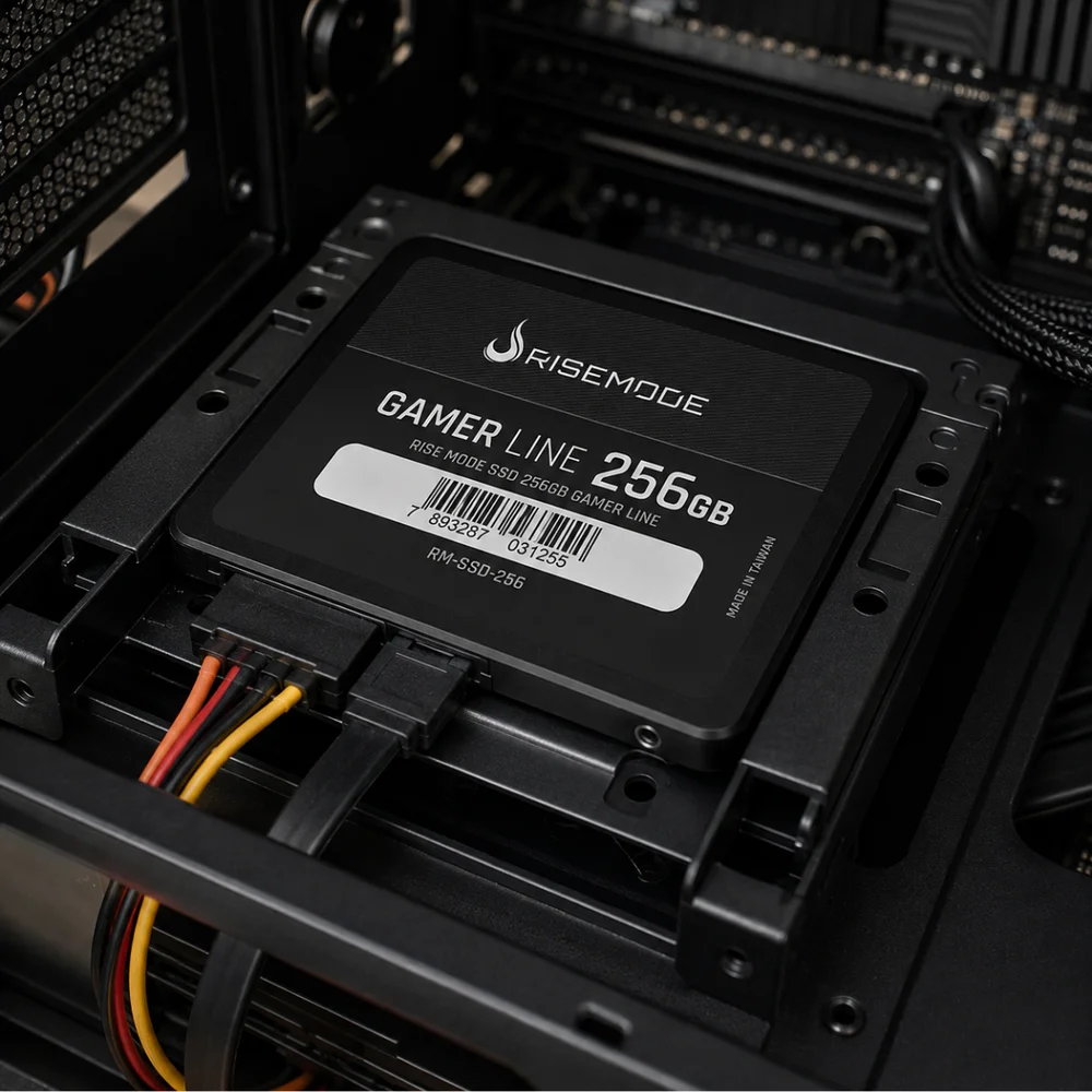 SSD Rise Mode Gamer Line, 256GB, Leitura: 530MB/s, Gravação: 520MB/s, SATA III, Preto - RM-SSD-256 SSD Rise Mode Gamer Line, 256GB, Leitura: 530MB/s, Gravação: 520MB/s, SATA III, Preto - RM-SSD-256