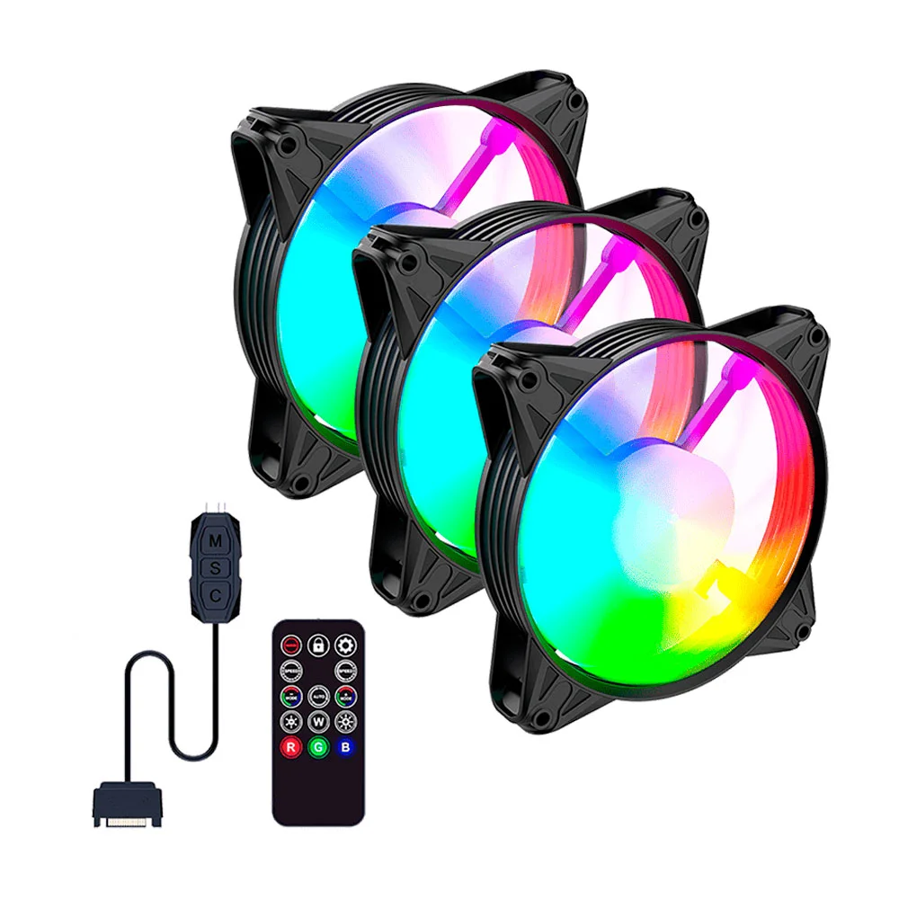 Kit 3 Cooler Fan Ventoinha Eurus ARGB 120mm Controladora Clanm 5