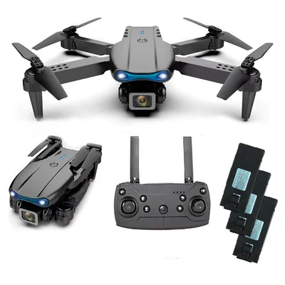Drone Pro 4k E99 Pro Gravação Wifi 2.4g Com Quatro Baterias Cor:preto