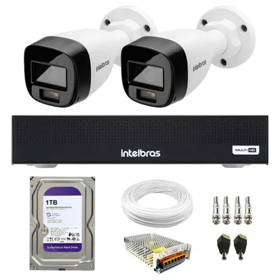 Kit 2 Câmeras Intelbras Vhd 1220b G8 Full Color Full Hd Visão Noturna Colorida 20m Dvr Mhdx 1104c 1TB