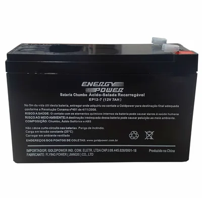 Bateria Selada Para Nobreak Energypower Ep12-7, Vrla, Recarregável, 12v 7ah - 1ep018