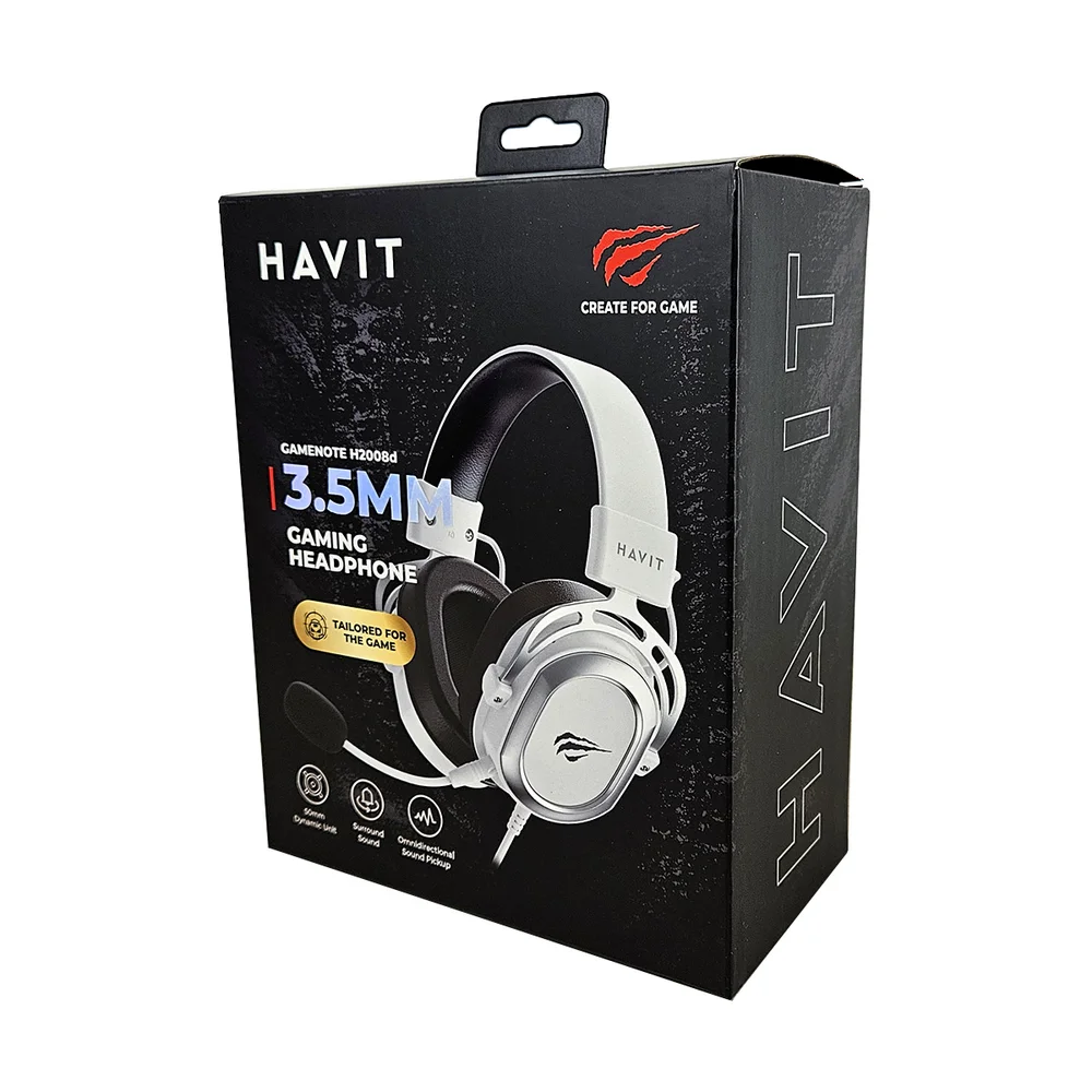 Imagem 2 de 5 do produto Headset Gamer Havit Gamenote H2008d Mic Branco/preto