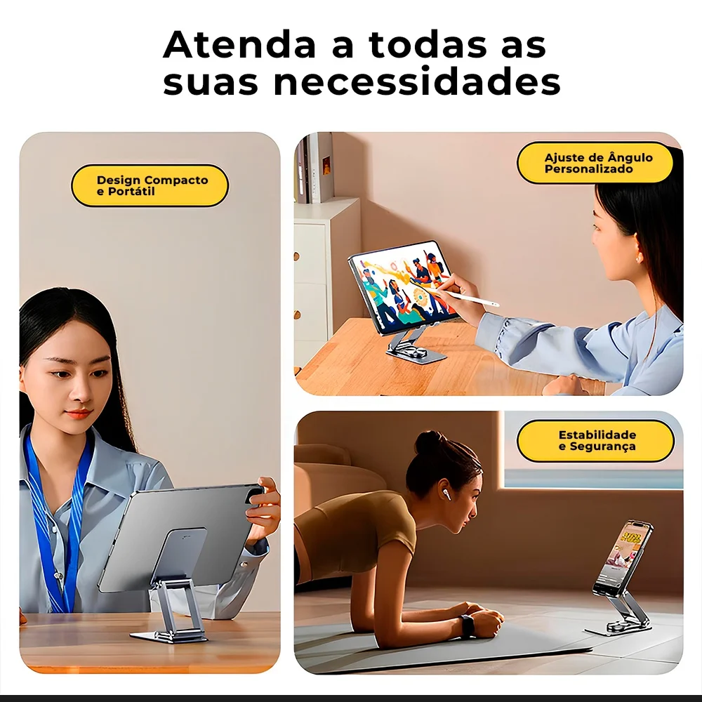 Imagem 4 de 5 do produto Suporte Celular Pisen Le-zj58 Dobrável Portátil Prateado