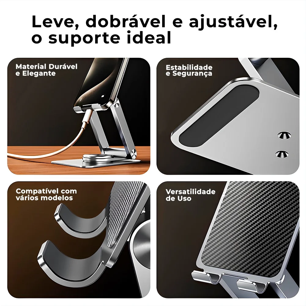 Imagem 5 de 5 do produto Suporte Celular Pisen Le-zj58 Dobrável Portátil Prateado