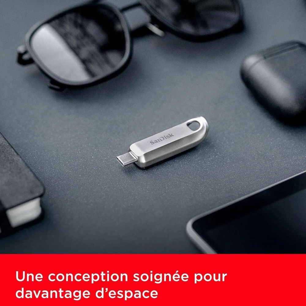 Imagem 4 de 5 do produto Pen Drive Sandisk 64gb Usb C 3.2 Ultra Luxe 300mbs Prata