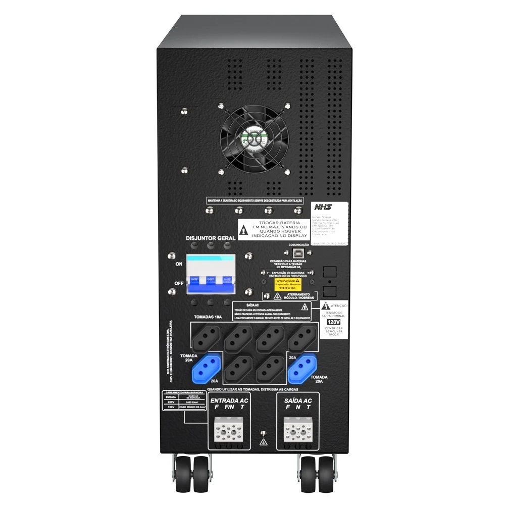 Imagem 3 de 3 do produto Nobreak Nhs Laser Senoidal Giii 3500va Ent Bivolt Sai 220v 12x7ah 12v 8 Tomadas - 91.d1.035101