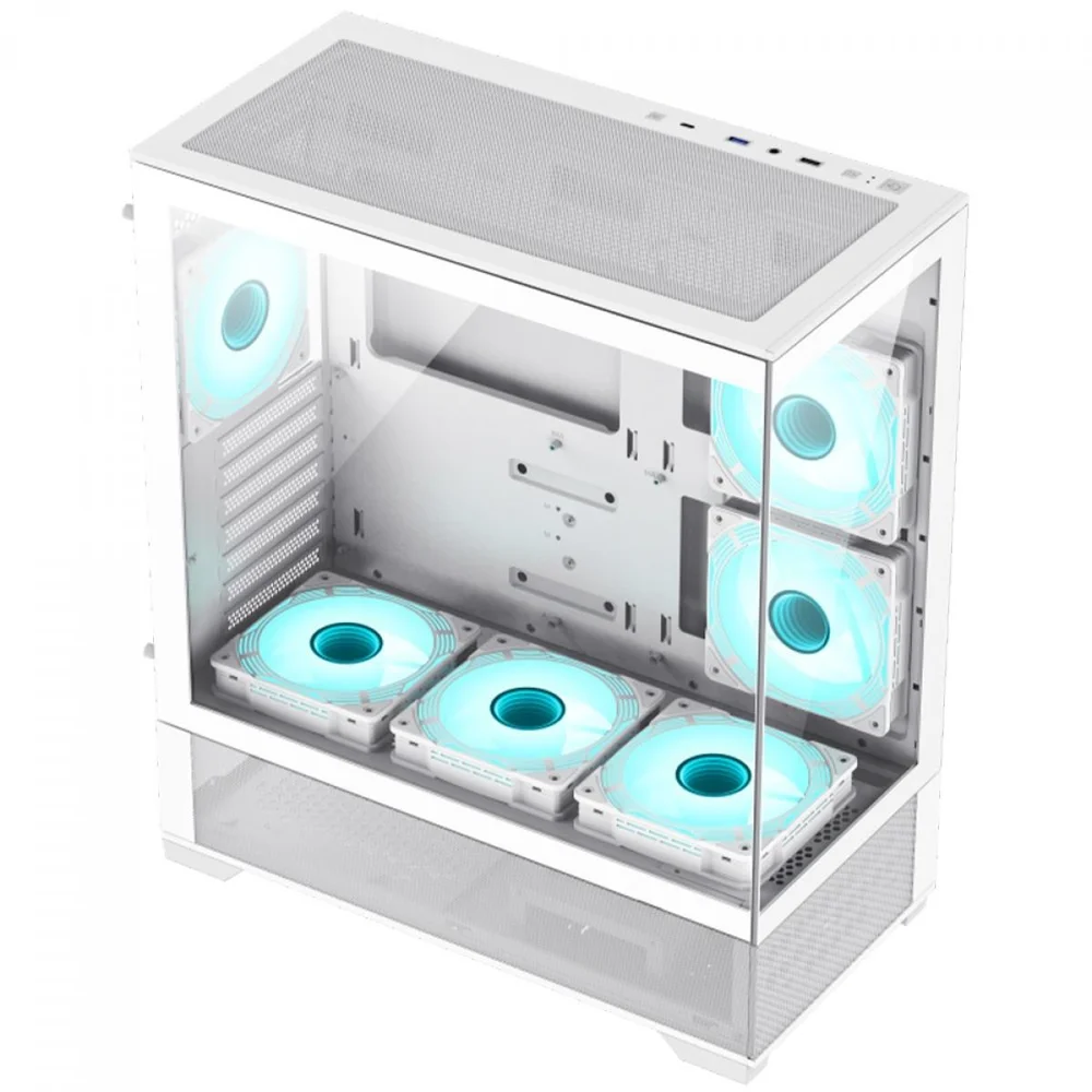 Imagem 2 de 5 do produto Gabinete Gamer Gamemax Vista White, Mid Tower, Atx, Vidro Temperado, Branco, Sem Fonte, Sem Fan