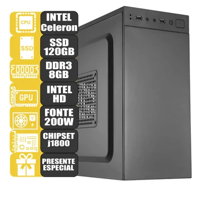 Computador Mdi Intel 8GB SSD 120GB Gigabit Pdv Escritório