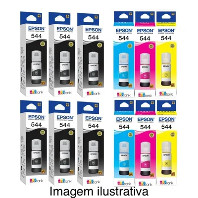 Kit 12 Refil Tinta Para  T544 L3110 L3150 L3250 Preto e Color