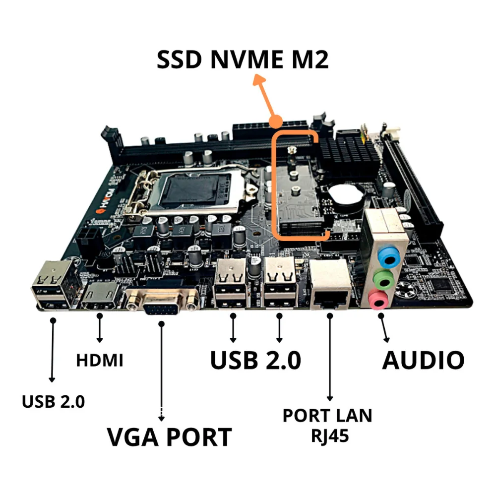 Placa Mãe H61 LGA 1155 DDR3 Dual Channel 16Gb Intel Core i3 i5 i7 2ª e 3ª Geração 5