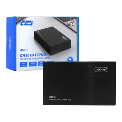 Case Externo 2 Baias Para Hd 2,5" Sata, Usb-c, Até 16tb Com Raid E Cooler
